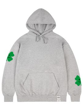 GRAVER Multi Clover Smile Drawing Hoodie - Gray