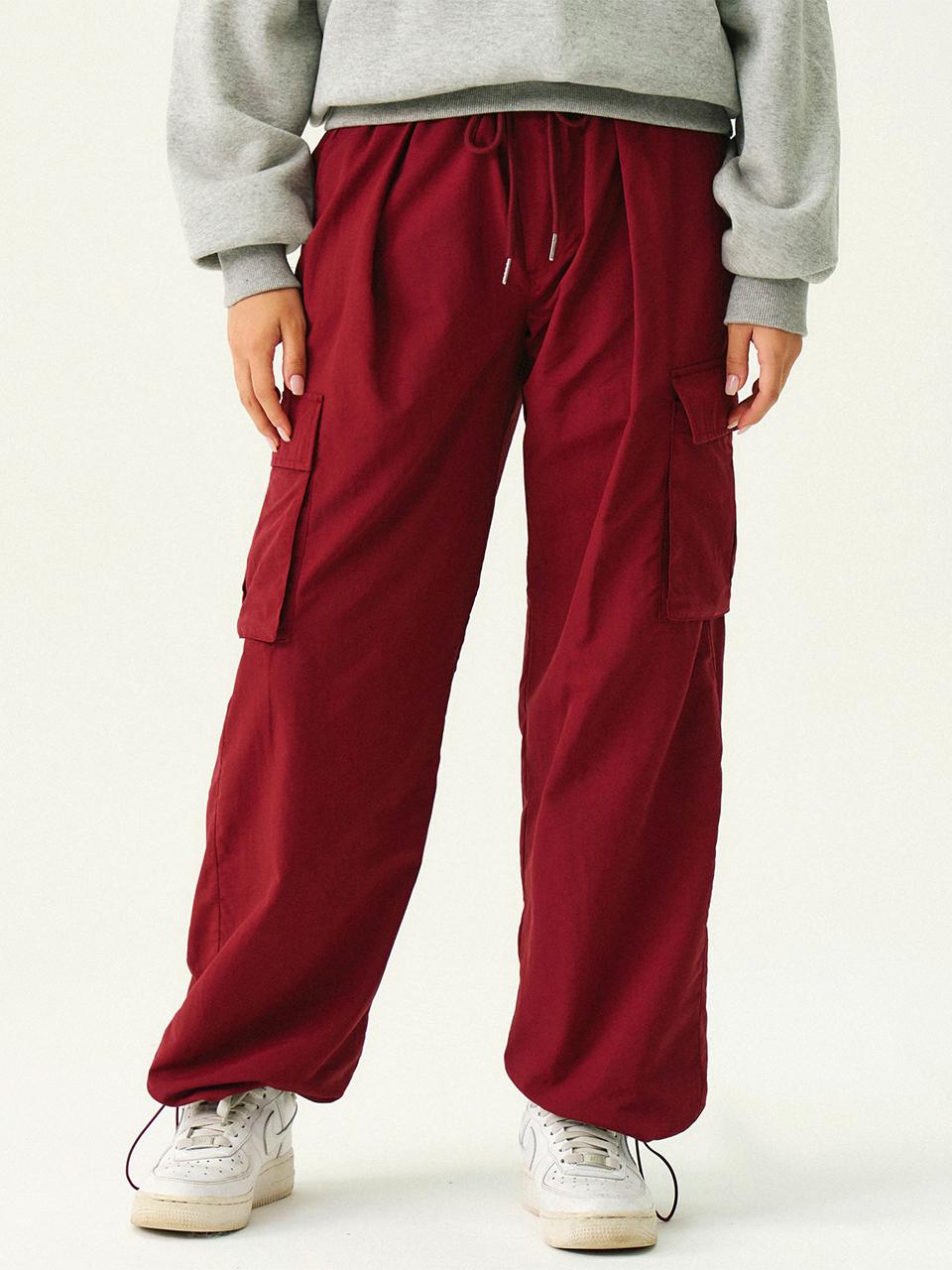 GRAVER [UNISEX] BANDING Nylon Cargo Pants_Burgundy