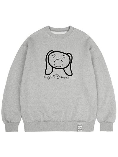 GRAVER Unisex Cotton Polyester Lettering Sweatshirt [Grey]