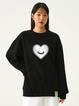 GRAVER Unisex Dot Heart Cotton Blend Sweatshirt [Black]