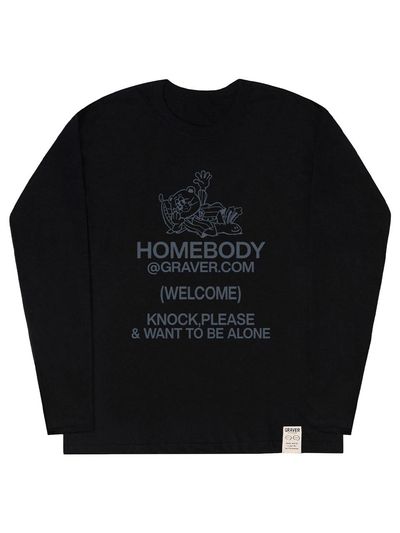 GRAVER [UNISEX] HOME BODY Long-Sleeved T-Shirt_Black