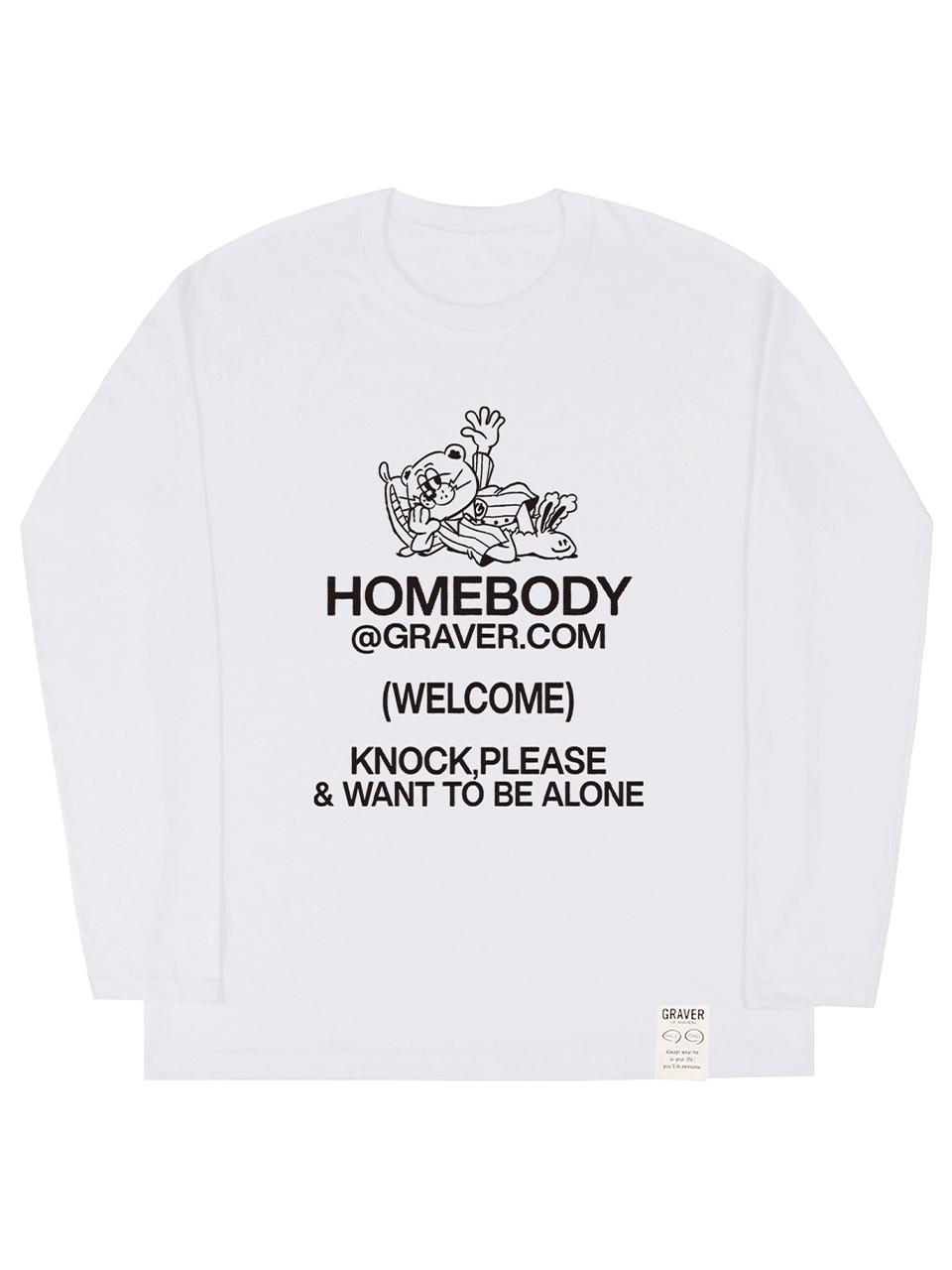 GRAVER [UNISEX] HOME BODY Long-Sleeved T-shirt_White