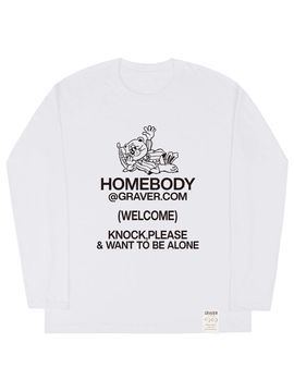 GRAVER [UNISEX] HOME BODY Long-Sleeved T-shirt_White