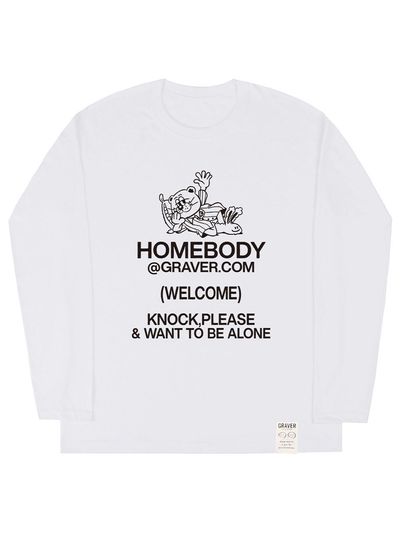 GRAVER [UNISEX] HOME BODY Long-Sleeved T-shirt_White