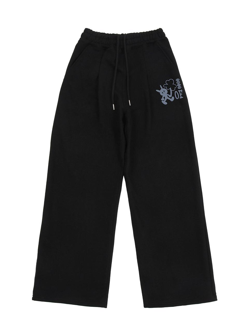 GRAVER [UNISEX] LUCKY - Sweat Pintuck Wide Pants_Black