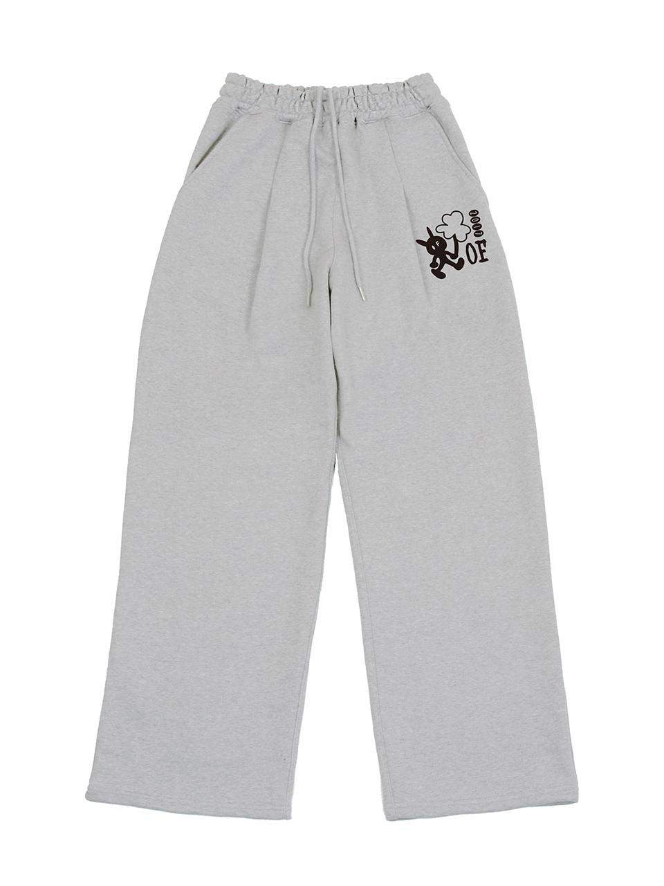 GRAVER [UNISEX] LUCKY - Sweat Pintuck Wide Pants_Gray