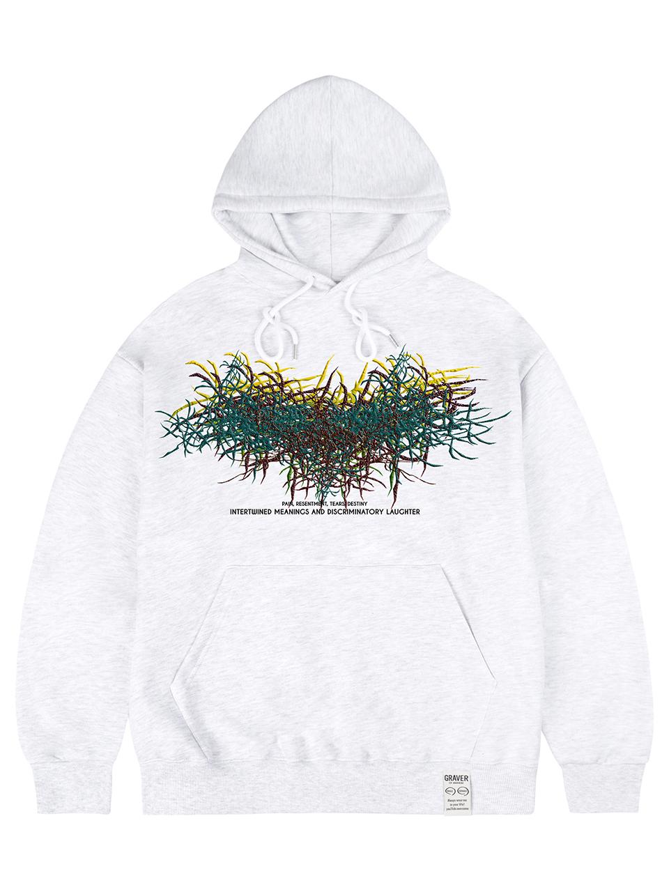 GRAVER [UNISEX] Oversized Free Hoodie_Melange White