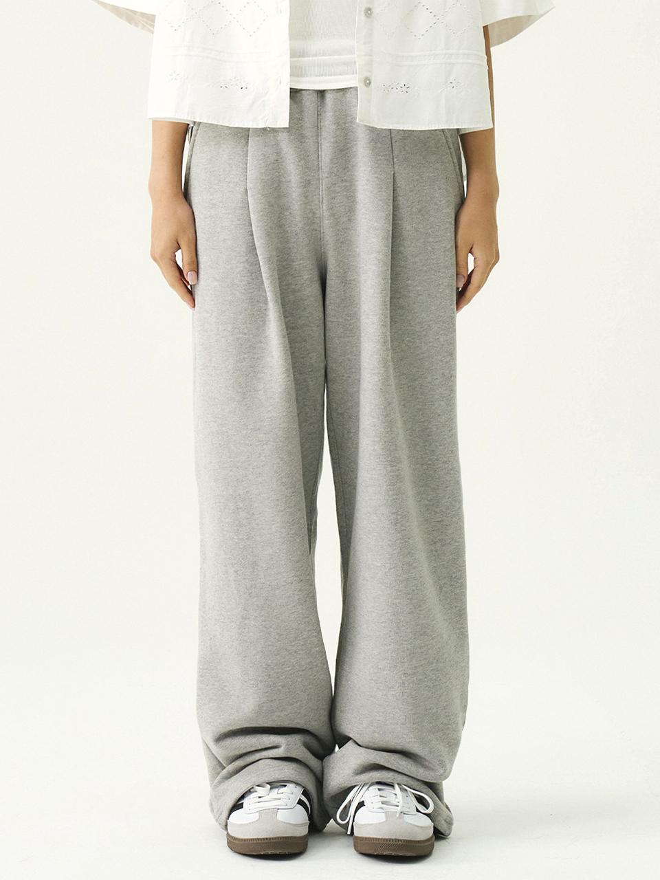 GRAVER Unisex Pin-tuck Wide Training Pants [Grey]