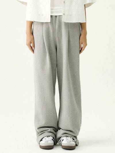 GRAVER Unisex Pin-tuck Wide Training Pants [Grey]