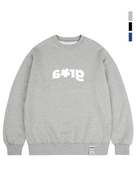 GRAVER Unisex Silhouette Flower Cotton-Polyester Sweatshirt [Grey/Cobalt Blue/Black]