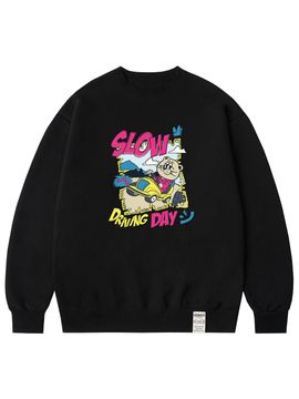 GRAVER [UNISEX] SLOW DRIVING DAY Sweatshirt_Black