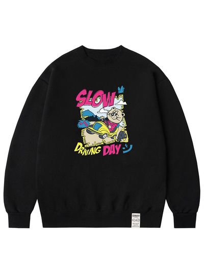 GRAVER [UNISEX] SLOW DRIVING DAY Sweatshirt_Black