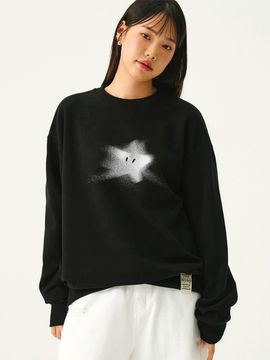 GRAVER Unisex Star Print Cotton-Polyester Sweatshirt [Black]