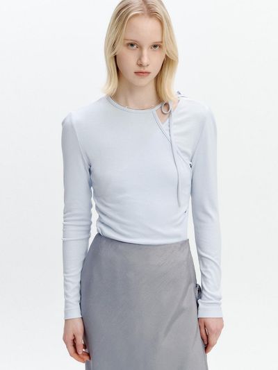 GRAYDATION Asymmetric Strap T-blouse [LIGHT BLUE]