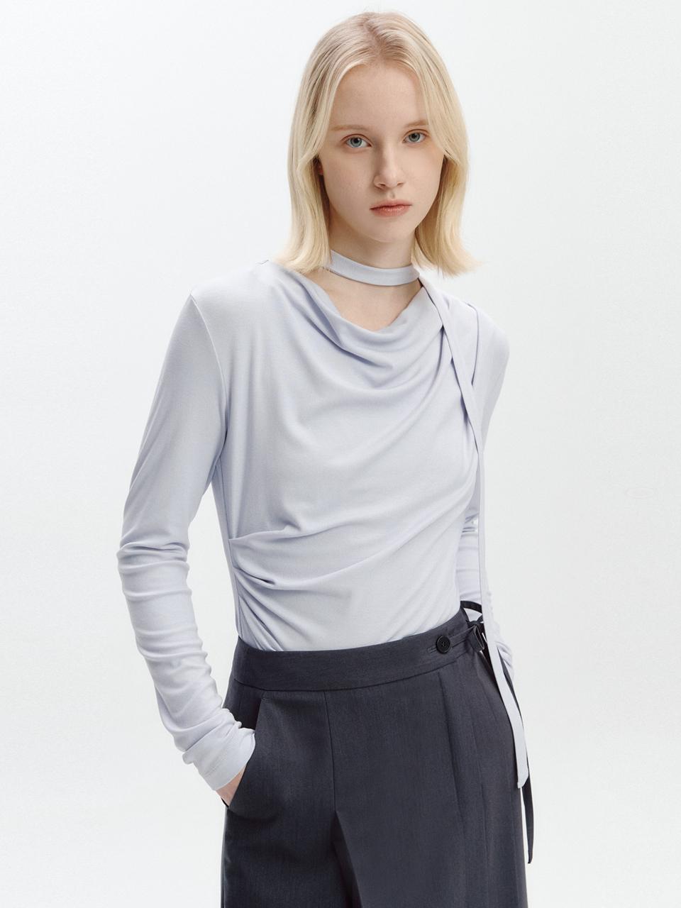 GRAYDATION Cowl-neck Draped Blouse