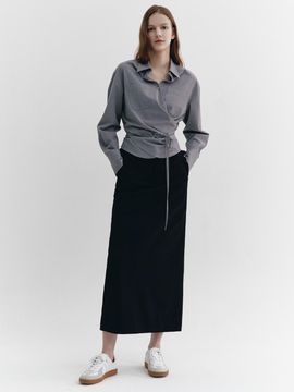 GRAYDATION Double Waistband Maxi Skirt BLACK