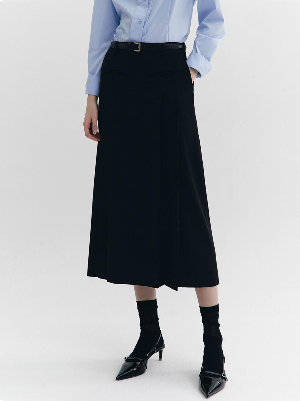 GRAYDATION Front Lip Pocket Pleats Skirt BLACK
