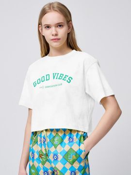 GRAYDATION Good vibe Crop Crew neck Short-sleeved T-shirt