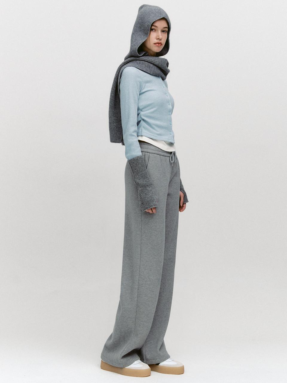 GRAYDATION Knit-Bonded Semi-Wide Banding Pants [MELANGE GRAY]