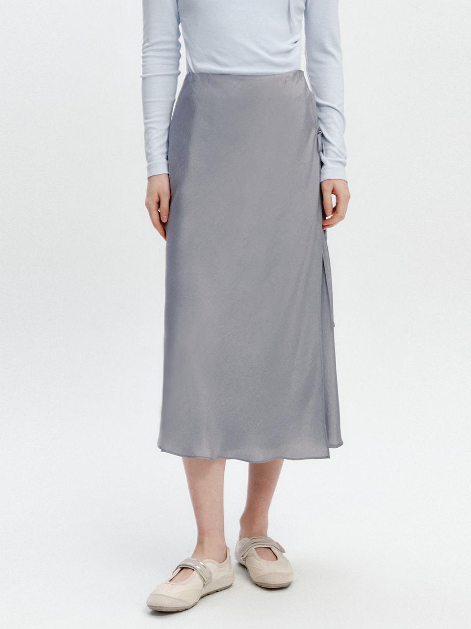 GRAYDATION Layered Strap Wrap Skirt [GRAY]