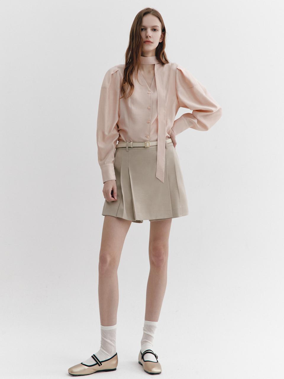 GRAYDATION Pleats Wrap Skirt-type Shorts BEIGE