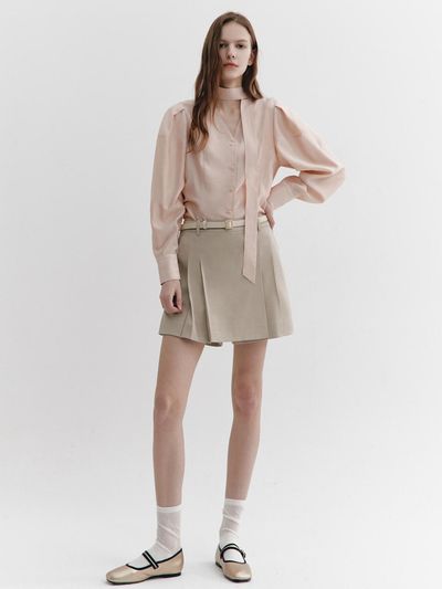 GRAYDATION Pleats Wrap Skirt-type Shorts BEIGE