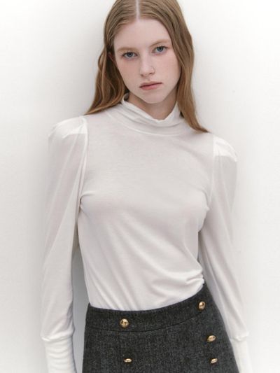 GRAYDATION Puff Sleeves Turtleneck T-shirt OFF WHITE