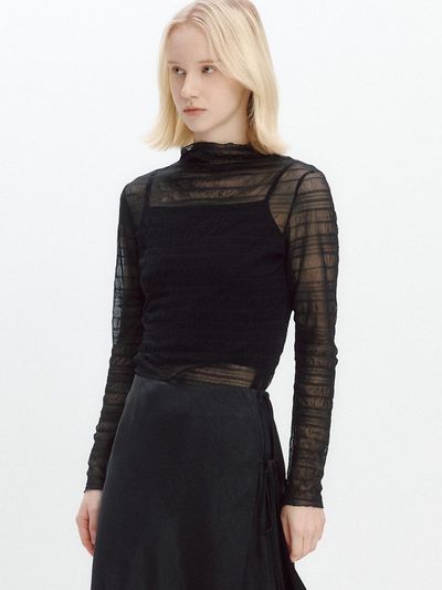 GRAYDATION See-through T-blouse Set Blouse
