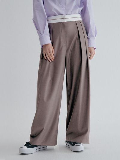 GRAYDATION waist coloring double pleated wide leg pants
