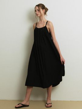 GREENBUTTER Embroidery Rayon Dress [Black]