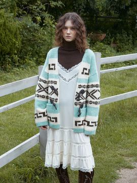 GREENBUTTER Fur Duffle Cardigan (Green)
