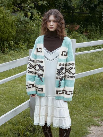 GREENBUTTER Fur Duffle Cardigan (Green)