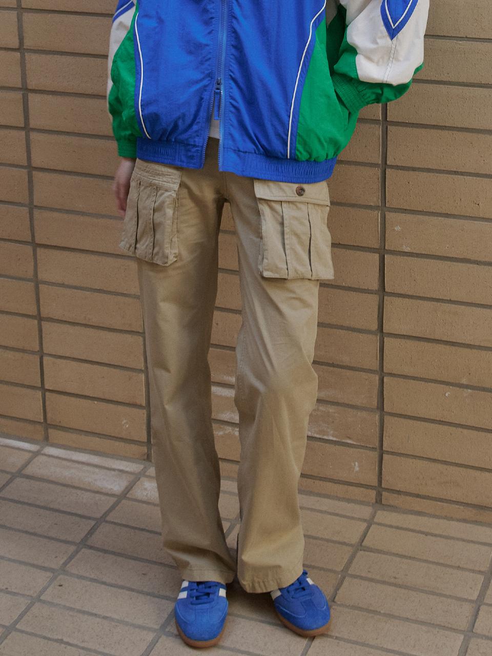 GREENBUTTER Mid Rise Pocket Pants (Beige)