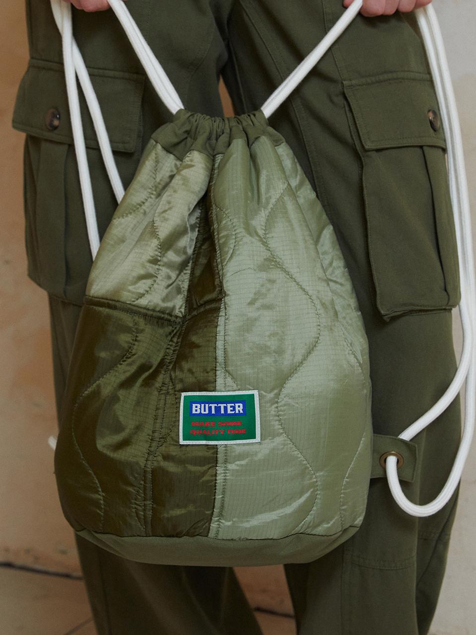 GREENBUTTER Quilted Drawstring Bag (Khaki)