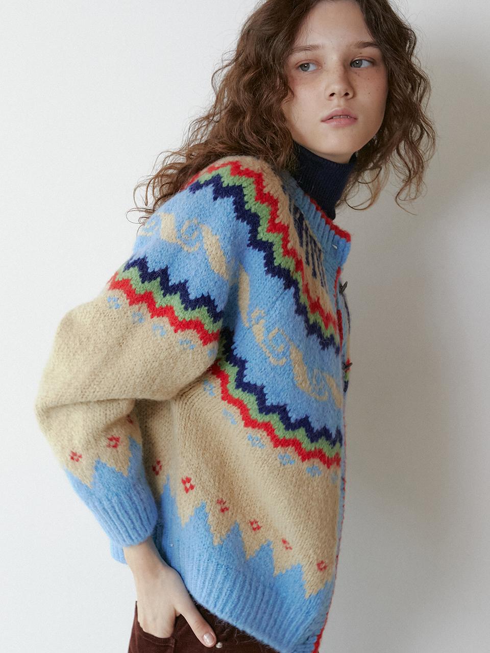 GREENBUTTER Wave Nordic Cardigan (Beige)