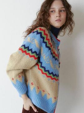 GREENBUTTER Wave Nordic Cardigan (Beige)