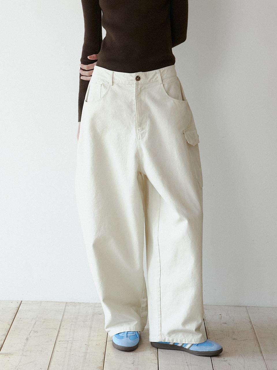 GREENBUTTER Wide Cargo Pants (L/Beige)
