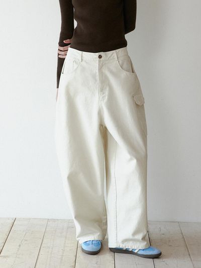 GREENBUTTER Wide Cargo Pants (L/Beige)