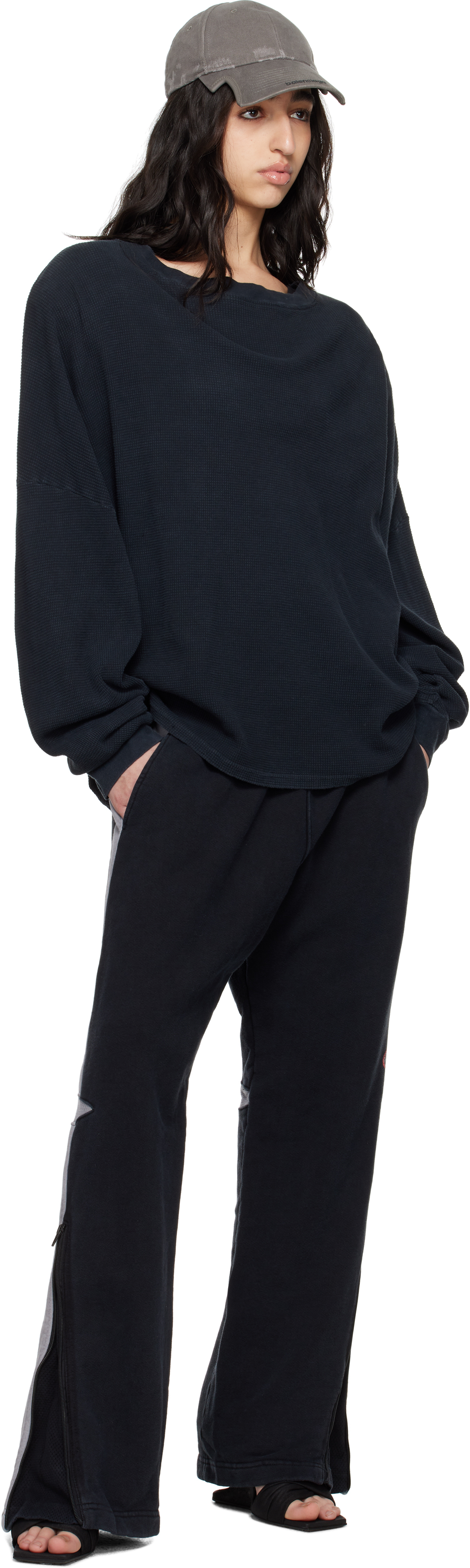 GREG ROSS Shoulder Padded Thermal ロンT GREG ROSS - Black Shoulder Pad Thermal Long Sleeve T-shirt