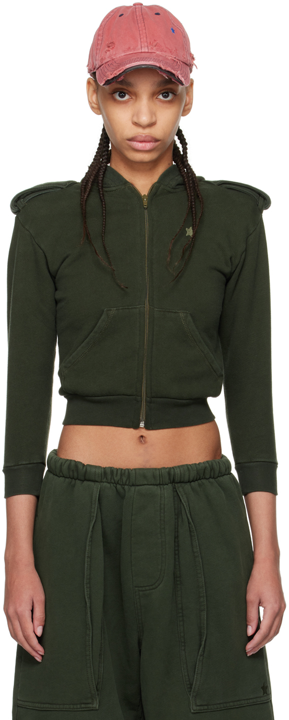 GREG ROSS - Khaki Shrunken Military Hoodie