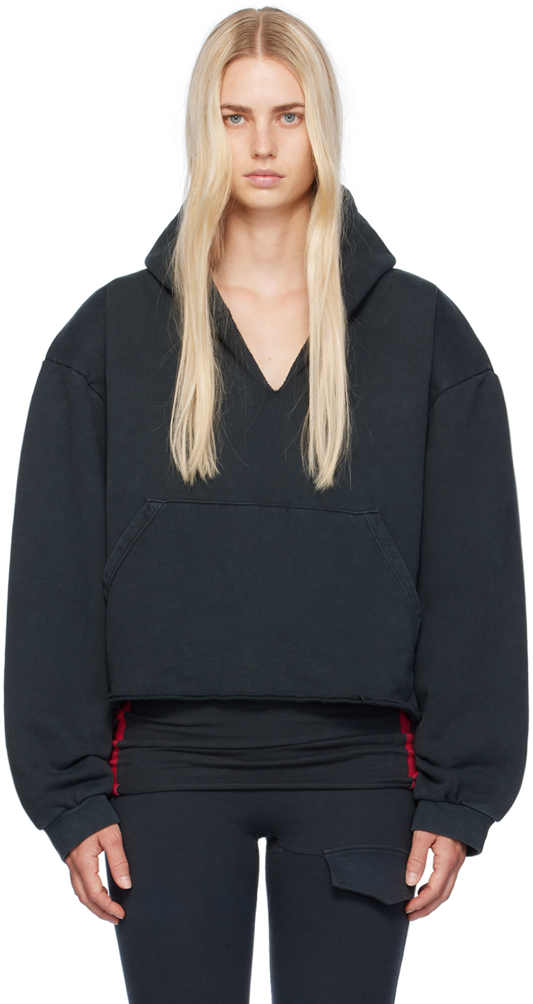GREG ROSS - SSENSE Exclusive Black V-Neck Hoodie