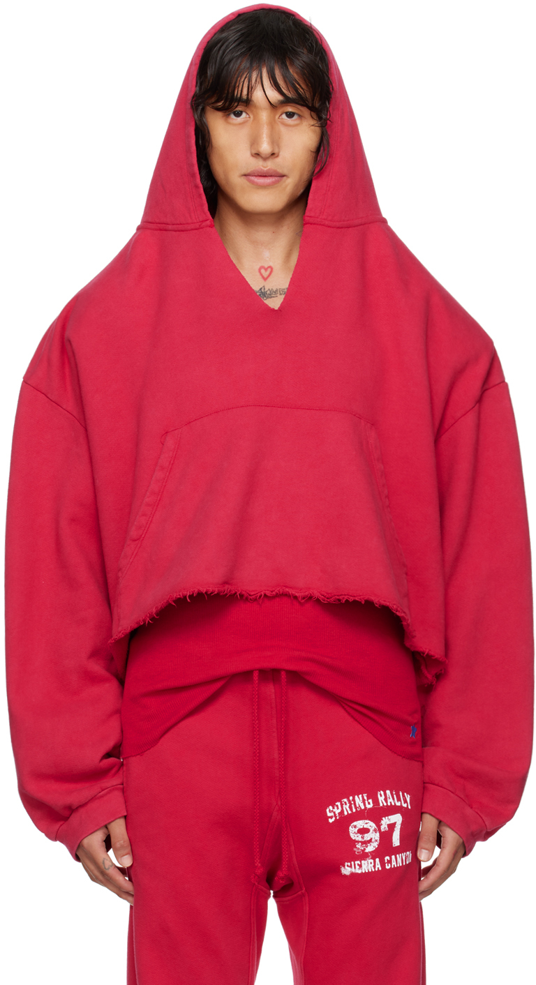 GREG ROSS - SSENSE Exclusive Red V-Neck Hoodie