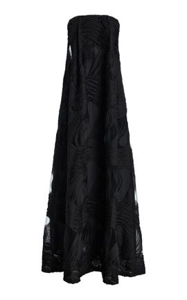 Greta Constantine Greta Constantine Elma RibbonEmbroidered Organza Gown Black
