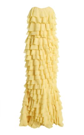 Greta Constantine Greta Constantine Plover Strapless Tiered Chiffon Maxi Dress