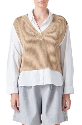 Grey Lab Grey Lab Layered Look Sweater & Shirt