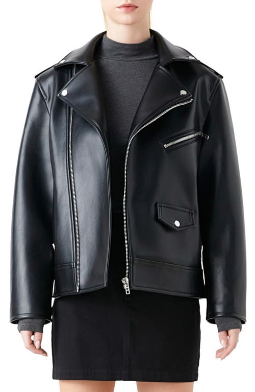 Lab Motorcycle Jacket Grey Lab - Padded Shoulder Faux Leather Biker Jacket