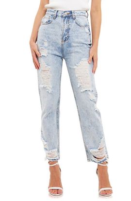 Grey Lab Grey Lab Ripped Straight Leg Nonstretch Jeans