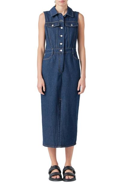 Grey Lab Grey Lab Sleeveless Midi Denim Dress