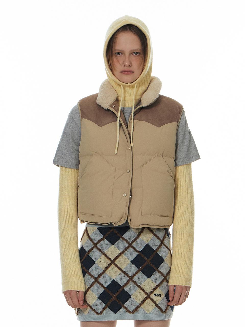 grove 24WT POINT COLLAR REVERSIBLE DOWN VEST (2COLOR)