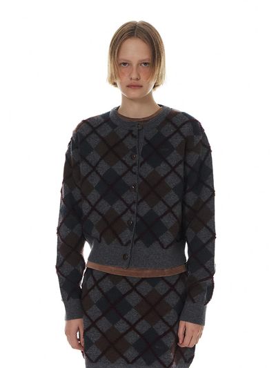 grove 24WT STITCH ARGYLE CARDIGAN (2COLOR)